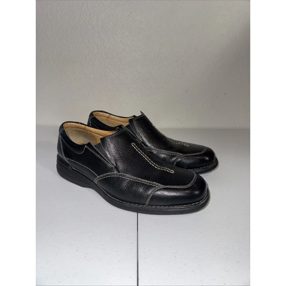 Johnston & Murphy Men's Shoes Size 9 1/2 Loafer Black Slip On Sheep Skin Leather
